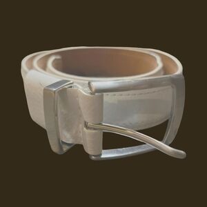 Nike Ivory Leather Belt with Metallic Buckle